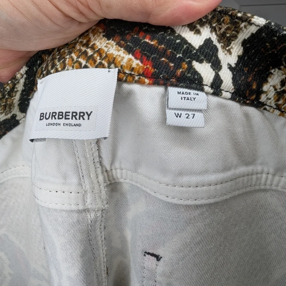 Burberry Cocoa Brown Snake Pattern Skinny Women's Pants 27 US Buckle Italy EUC